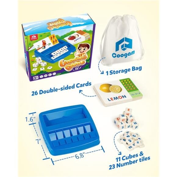 Coogam Matching Letter Game, Alphabet Spelling Reading Flash Cards, Math Number - Picture 6 of 7